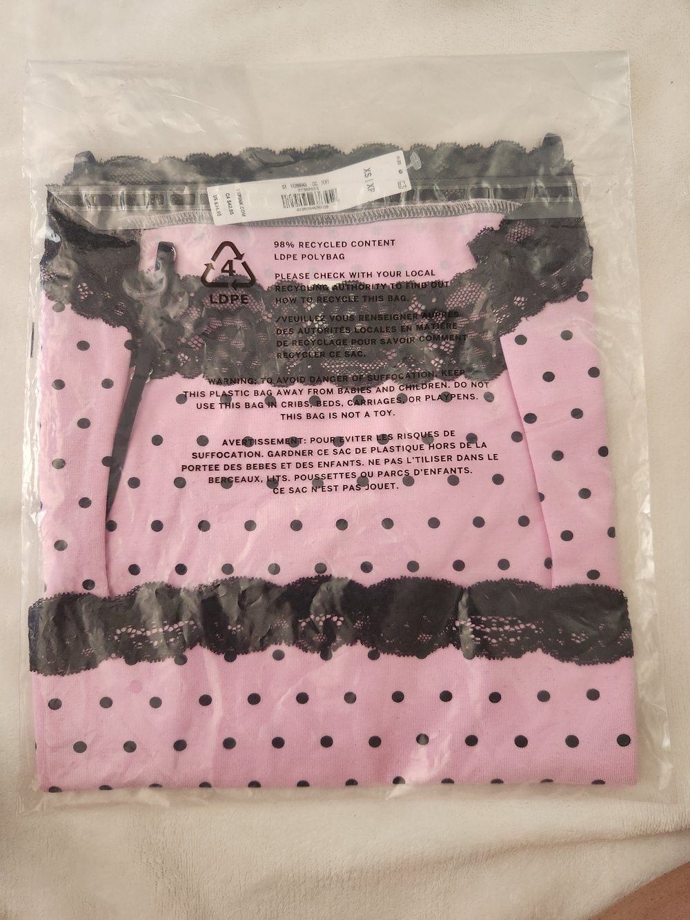 PINK Victoria's Secret Pink Polka Dot Lace-Trim Stella Tank - Picture 4 of 6